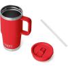 YETI Rambler 20 oz Travel Mug with Flip Straw Lid – Stainless Steel, Vacuum Insulated, Leakproof, Cup Holder Friendly(Rescue Red)