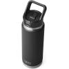 YETI Rambler 26 oz Bottle, Vacuum Insulated, Stainless Steel with Straw Cap, Black Stone(Black)