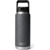 YETI Rambler 26 oz Bottle, Vacuum Insulated, Stainless Steel with Straw Cap, Black Stone(Black Stone-Textured)