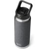 YETI Rambler 26 oz Bottle, Vacuum Insulated, Stainless Steel with Straw Cap, Black Stone(Black Stone-Textured)