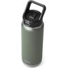 YETI Rambler 26 oz Bottle, Vacuum Insulated, Stainless Steel with Straw Cap, Black Stone(Camp Green)