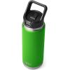 YETI Rambler 26 oz Bottle, Vacuum Insulated, Stainless Steel with Straw Cap, Black Stone(Canopy Green)