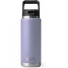 YETI Rambler 26 oz Bottle, Vacuum Insulated, Stainless Steel with Straw Cap, Black Stone(Cosmic Lilac)