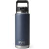 YETI Rambler 26 oz Bottle, Vacuum Insulated, Stainless Steel with Straw Cap, Black Stone(Navy)