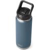 YETI Rambler 26 oz Bottle, Vacuum Insulated, Stainless Steel with Straw Cap, Black Stone(Nordic Blue)