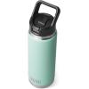 YETI Rambler 26 oz Bottle, Vacuum Insulated, Stainless Steel with Straw Cap, Black Stone(Seafoam)