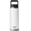 YETI Rambler 26 oz Bottle, Vacuum Insulated, Stainless Steel with Straw Cap, Black Stone(White)