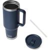 YETI Rambler 40 oz Travel Mug with Flip Straw Lid – Stainless Steel, Vacuum Insulated, Leakproof, Cup Holder Friendly(Navy)