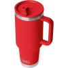 YETI Rambler 40 oz Travel Mug with Flip Straw Lid – Stainless Steel, Vacuum Insulated, Leakproof, Cup Holder Friendly(Rescue Red)