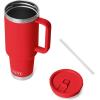 YETI Rambler 40 oz Travel Mug with Flip Straw Lid – Stainless Steel, Vacuum Insulated, Leakproof, Cup Holder Friendly(Rescue Red)