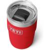 YETI Rambler 8 oz Insulated Coffee Mug with Lid – Stackable Double-Wall Vacuum Insulated Coffee Cup – DuraSip Ceramic Lining – Barista-Friendly Design – Stainless Steel – Dishwasher Safe(Rescue Red)