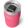 YETI Rambler 8 oz Insulated Coffee Mug with Lid – Stackable Double-Wall Vacuum Insulated Coffee Cup – DuraSip Ceramic Lining – Barista-Friendly Design – Stainless Steel – Dishwasher Safe(Tropical Pink)