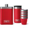 YETI 7 oz Flask with Color Matching Set of Shot Glasses, Rescue Red