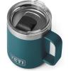 YETI Rambler 10 oz Stackable Mug, Vacuum Insulated, Stainless Steel with MagSlider Lid, White(Agave Teal)