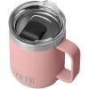 YETI Rambler 10 oz Stackable Mug, Vacuum Insulated, Stainless Steel with MagSlider Lid, White(Sandstone Pink)