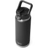 YETI Rambler 26 oz Bottle, Vacuum Insulated, Stainless Steel with Straw Cap, Black Stone(Black)