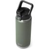 YETI Rambler 26 oz Bottle, Vacuum Insulated, Stainless Steel with Straw Cap, Black Stone(Camp Green)