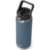 YETI Rambler 26 oz Bottle, Vacuum Insulated, Stainless Steel with Straw Cap, Black Stone(Nordic Blue)