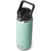 YETI Rambler 26 oz Bottle, Vacuum Insulated, Stainless Steel with Straw Cap, Black Stone(Seafoam)