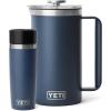 YETI Rambler 34 oz. French Press Coffee Maker, (1) 16 oz Travel Bottle, Stainless Steel, Navy