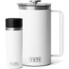 YETI Rambler 34 oz. French Press Coffee Maker, (1) 16 oz Travel Bottle, Stainless Steel, White