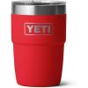 YETI Rambler 8 oz Insulated Coffee Mug with Lid – Stackable Double-Wall Vacuum Insulated Coffee Cup – DuraSip Ceramic Lining – Barista-Friendly Design – Stainless Steel – Dishwasher Safe(Rescue Red)