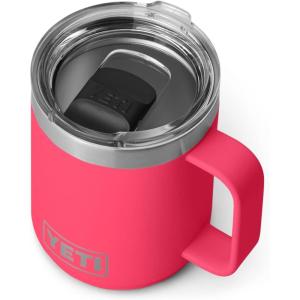 YETI Rambler 10 oz Stackable Mug, Vacuum Insulated, Stainless Steel with MagSlider Lid, White(Bimini Pink)
