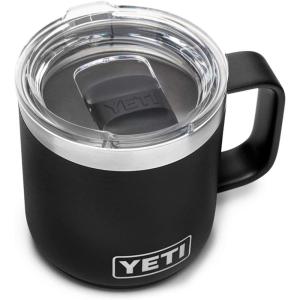 YETI Rambler 10 oz Stackable Mug, Vacuum Insulated, Stainless Steel with MagSlider Lid, White(Black)