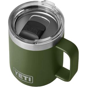 YETI Rambler 10 oz Stackable Mug, Vacuum Insulated, Stainless Steel with MagSlider Lid, White(Highlands Olive)