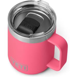 YETI Rambler 10 oz Stackable Mug, Vacuum Insulated, Stainless Steel with MagSlider Lid, White(Tropical Pink)