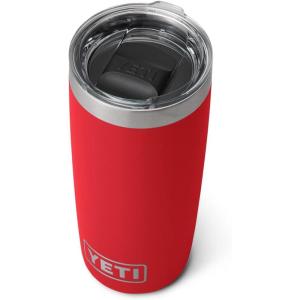 YETI Rambler 10 oz Tumbler, Stainless Steel, Vacuum Insulated with MagSlider Lid, White(Rescue Red)