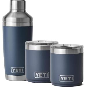 YETI Rambler 20 oz Cocktail Shaker, (2) 10 oz Stackable Lowball 2.0, Vacuum Insulated, Stainless Steel with MagSlider Lid, Navy