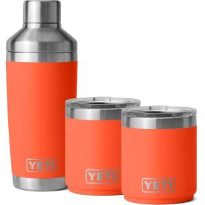 YETI Rambler 20 oz Cocktail Shaker, (2) 10 oz Stackable Lowball 2.0, Vacuum Insulated, Stainless Steel with MagSlider Lid, Papaya