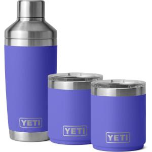 YETI Rambler 20 oz Cocktail Shaker, (2) 10 oz Stackable Lowball 2.0, Vacuum Insulated, Stainless Steel with MagSlider Lid, Ultramarine Violet