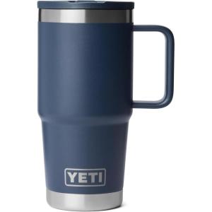 YETI Rambler 20 oz Travel Mug with Flip Straw Lid – Stainless Steel, Vacuum Insulated, Leakproof, Cup Holder Friendly(Navy)