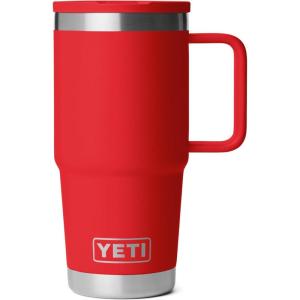 YETI Rambler 20 oz Travel Mug with Flip Straw Lid – Stainless Steel, Vacuum Insulated, Leakproof, Cup Holder Friendly(Rescue Red)