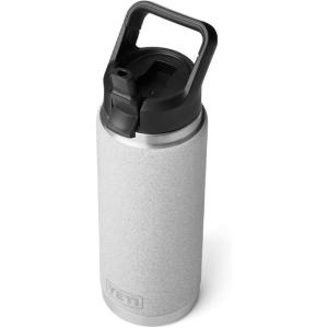 YETI Rambler 26 oz Bottle, Vacuum Insulated, Stainless Steel with Straw Cap, Black Stone(Grey Stone-Textured)