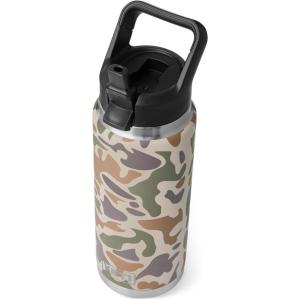 YETI Rambler 26 oz Bottle, Vacuum Insulated, Stainless Steel with Straw Cap, Black Stone(Tan Camo)