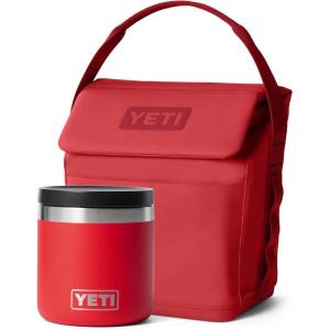 YETI Rambler 8 oz Food Jar, Vacuum Insulated, Stainless Steel, With Airtight Lid and Daytrip 6L Insulated Soft Cooler Lunch Bag, Rescue Red