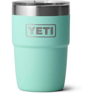 YETI Rambler 8 oz Insulated Coffee Mug with Lid – Stackable Double-Wall Vacuum Insulated Coffee Cup – DuraSip Ceramic Lining – Barista-Friendly Design – Stainless Steel – Dishwasher Safe(Seafoam)