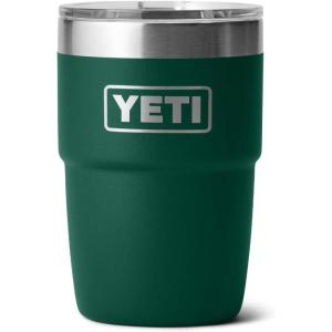 YETI Rambler 8 oz Insulated Coffee Mug with Lid – Stackable Double-Wall Vacuum Insulated Coffee Cup – DuraSip Ceramic Lining – Barista-Friendly Design – Stainless Steel – Dishwasher Safe(Black Forest Green)