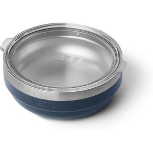 YETI Rambler Low Bowl, Vacuum Insulated, Stackable and Nestable Stainless Steel Bowl with Lid, 1.6 Quart, Cape Taupe(Navy)