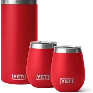 YETI Rambler Wine Chiller, (2) Rambler 10 oz Wine Tumbler, Vacuum Insulated, Stainless Steel with MagSlider Lid, Rescue Red