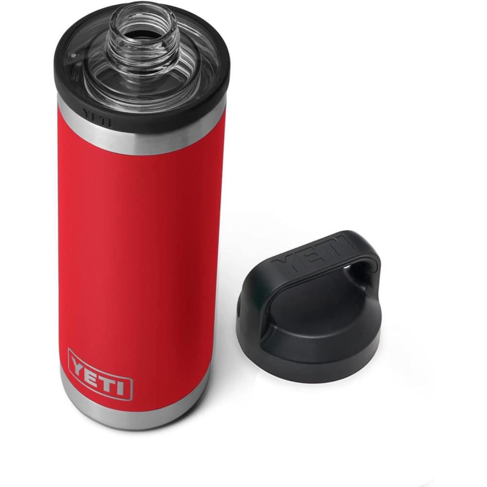 imageYETI Rambler 18 oz Bottle Vacuum Insulated Leakproof Stainless Steel with Chug Cap Blue CamoRescue Red