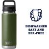 YETI Rambler 26 oz Bottle, Vacuum Insulated, Leakproof, Stainless Steel with Chug Cap(Highlands Olive)