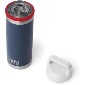 YETI Rambler 18 oz Bottle, Vacuum Insulated, Leakproof, Stainless Steel with Chug Cap, Blue Camo(Navy/Rescue Red/White)