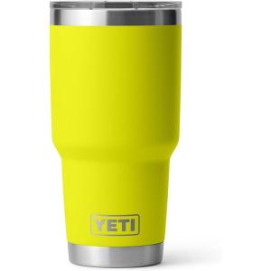 YETI Rambler 30 oz Tumbler, Stainless Steel, Vacuum Insulated with MagSlider Lid, Blue Camo(Firefly Yellow)