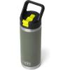 YETI Rambler 18 oz Bottle, Vacuum Insulated, Stainless Steel with Color Matching Straw Cap, Camp Green/Firefly Yellow