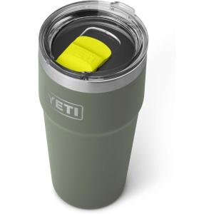 YETI Rambler 20 oz Stackable Tumbler, Stainless Steel, Vacuum Insulated with MagSlider Lid(Camp Green/Firefly Yellow)