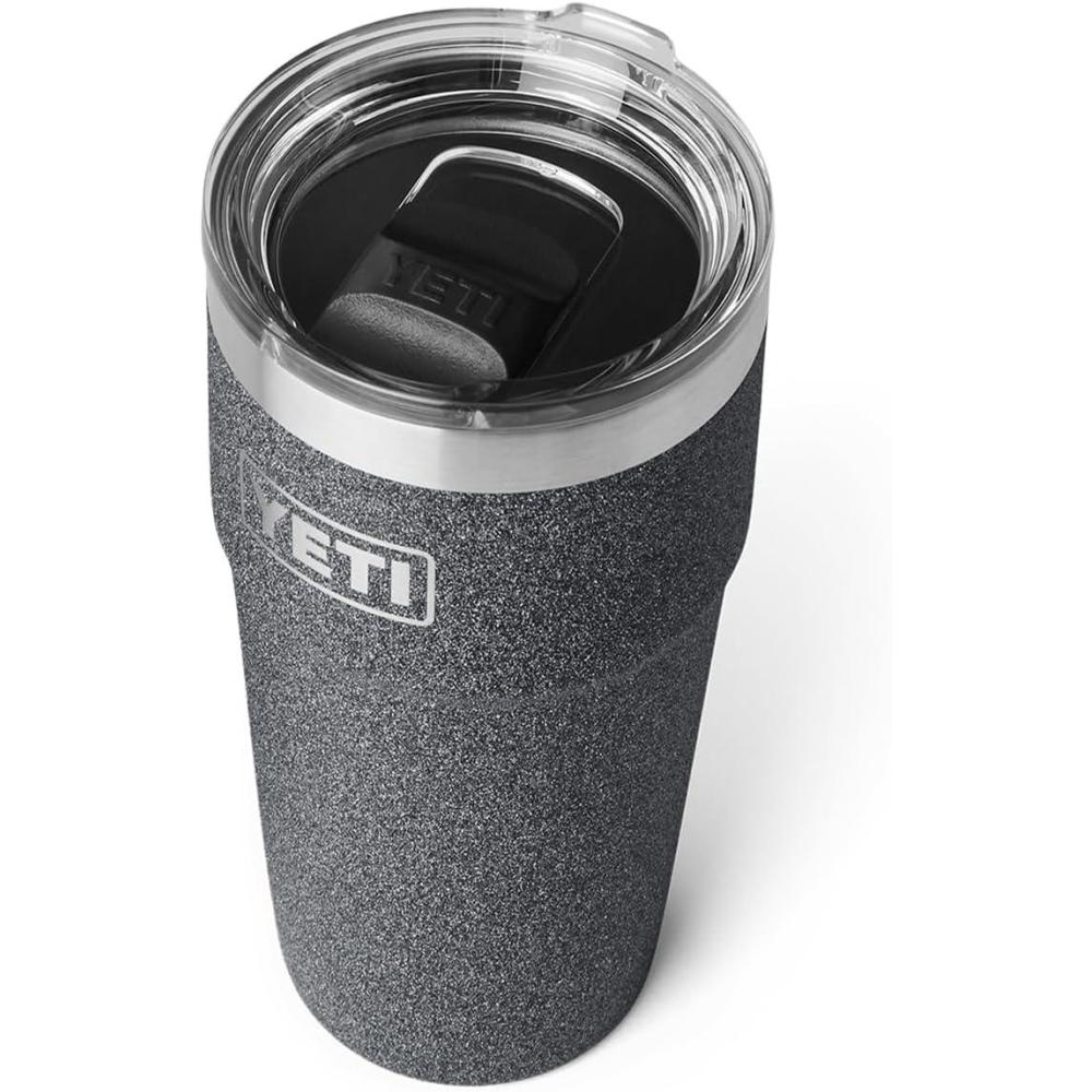 imageYETI Rambler Stackable Pint Vacuum Insulated Stainless Steel with MagSlider LidBlack StoneTextured
